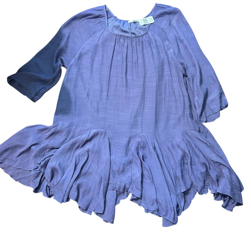 Peasant Dress Boho NWT Gauze Casual Purple Flutter Shark Bite 2XL Indigo Soul